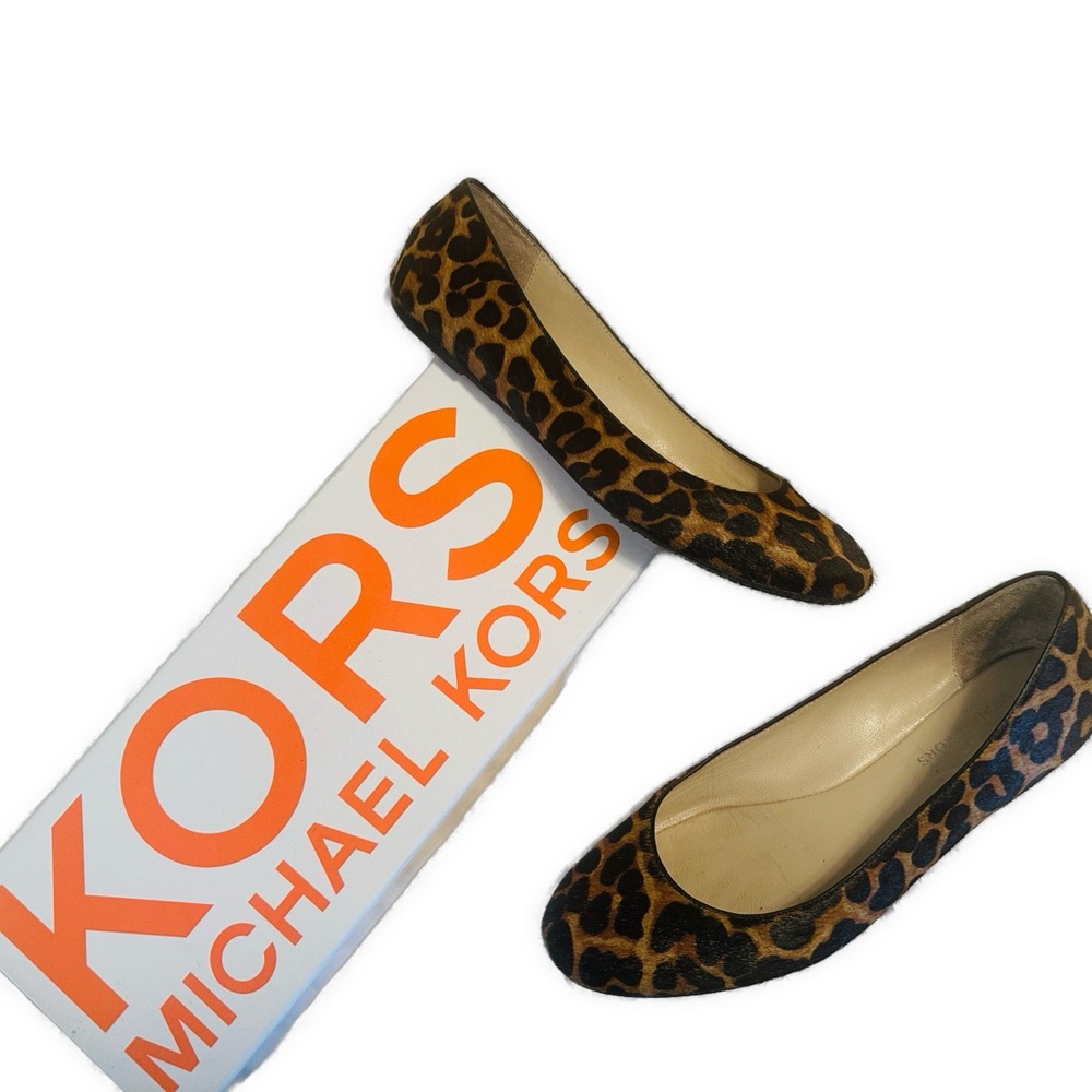 Michael Kors Animal Print Flats Olympia Suntan Hair Calf Ballet Shoes Ballet 8.5 - Picture 2 of 9